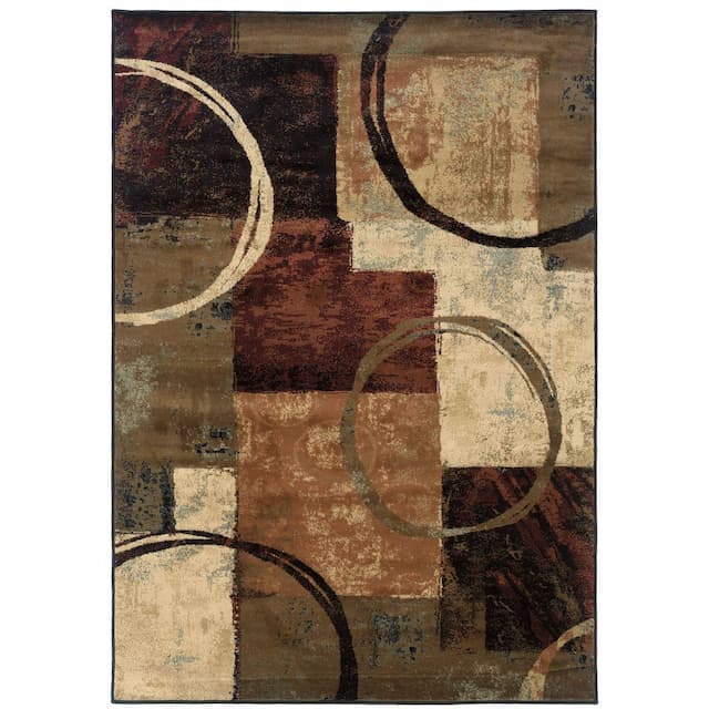 Hudson 2544B Brown/ Black Indoor Area Rug - 10' x 13'