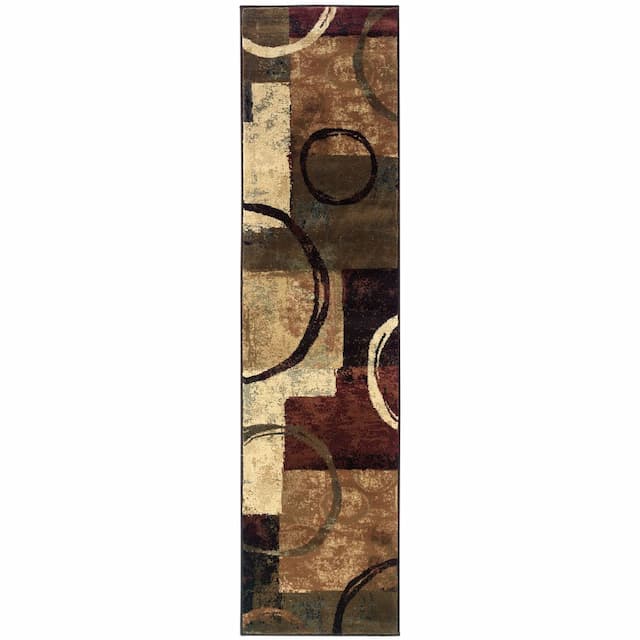 Hudson 2544B Brown/ Black Indoor Area Rug - 1'10" x 7'6"