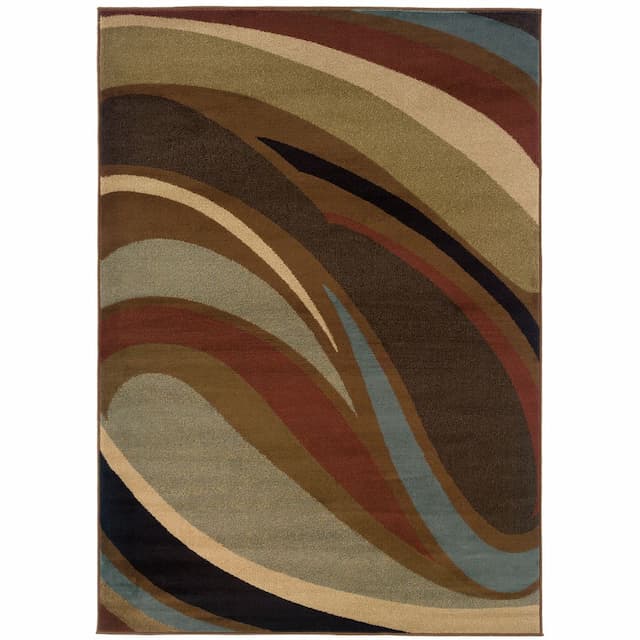 Hudson 2666F Brown/ Multi Indoor Area Rug - 10' x 13'