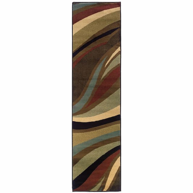 Hudson 2666F Brown/ Multi Indoor Area Rug - 1'10" x 7'6"