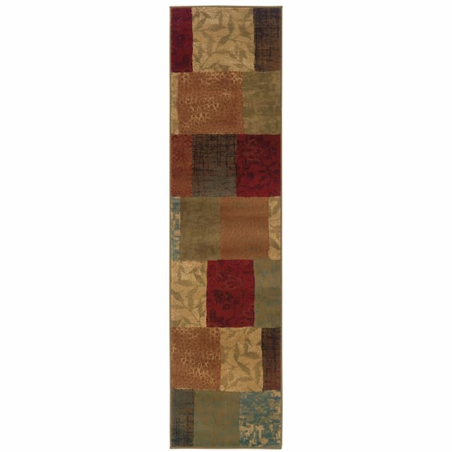 Hudson 030C1 Green/ Red Indoor Area Rug - 1'10" x 7'6"