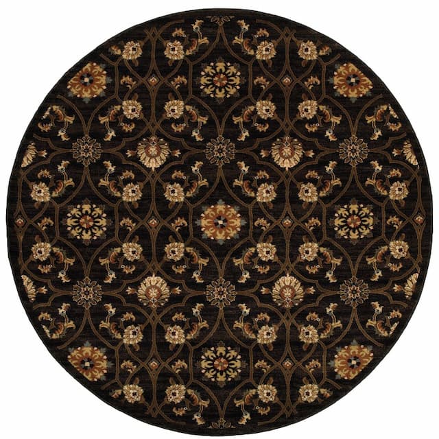 Hudson 3299B Black/ Brown Indoor Area Rug - 7'8" Round