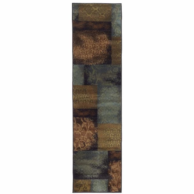 Hudson 4878B Blue/ Brown Indoor Area Rug - 1'10" x 7'6"