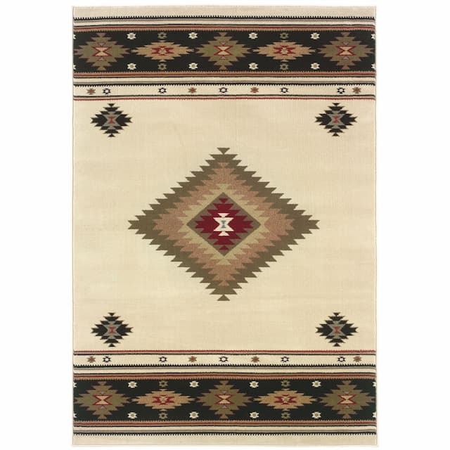 Hudson 087I1 Beige/ Green Indoor Area Rug - 10' x 13'