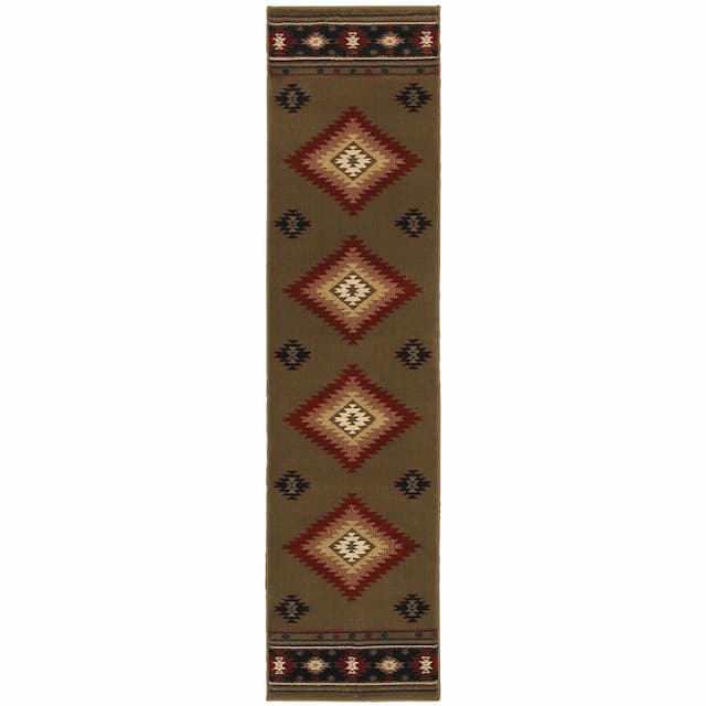 Hudson 087J1 Green/ Red Indoor Area Rug - 1'10" x 7'6"