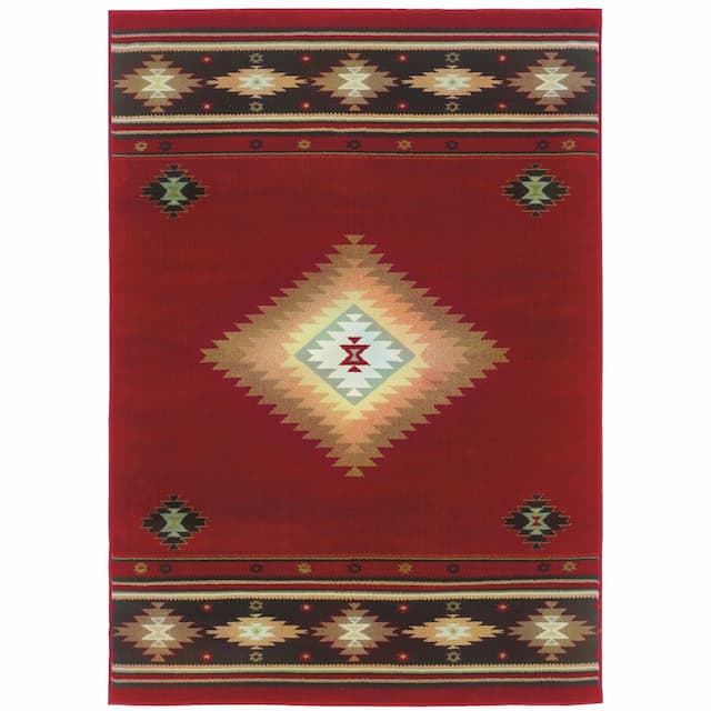 Hudson 087K1 Red/ Green Indoor Area Rug - 10' x 13'