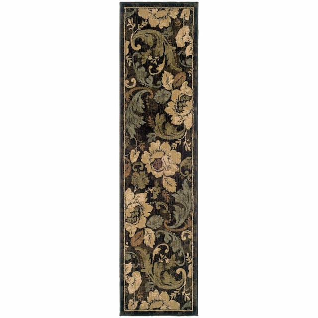 Huntington 1279E Brown/ Beige Indoor Area Rug - 1'10" x 7'6"