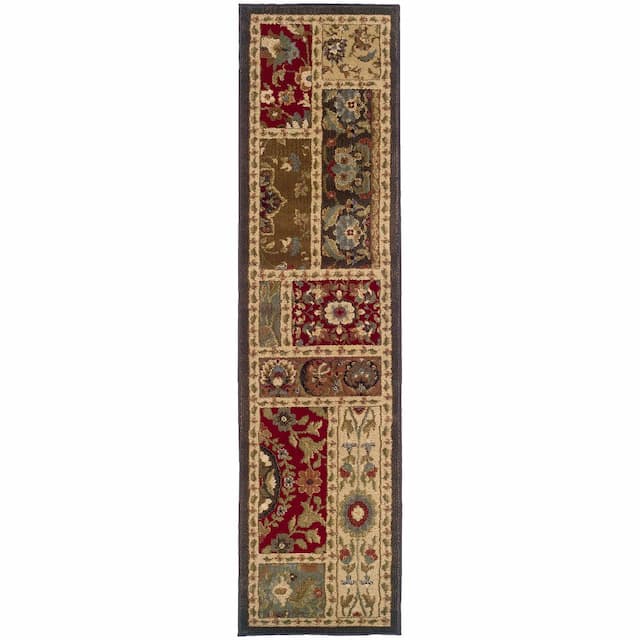 Huntington 1716C Beige/ Brown Indoor Area Rug - 1'10" x 7'6"