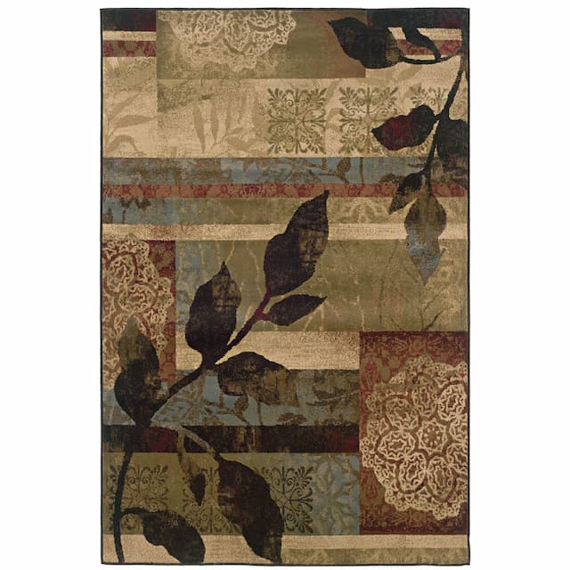 Huntington 1983A Ivory/ Green Indoor Area Rug - 1'10" x 2'10"