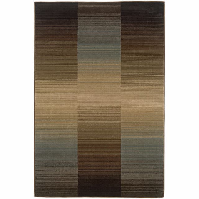 Huntington 1991D Brown/ Blue Indoor Area Rug - 5' x 7'6"