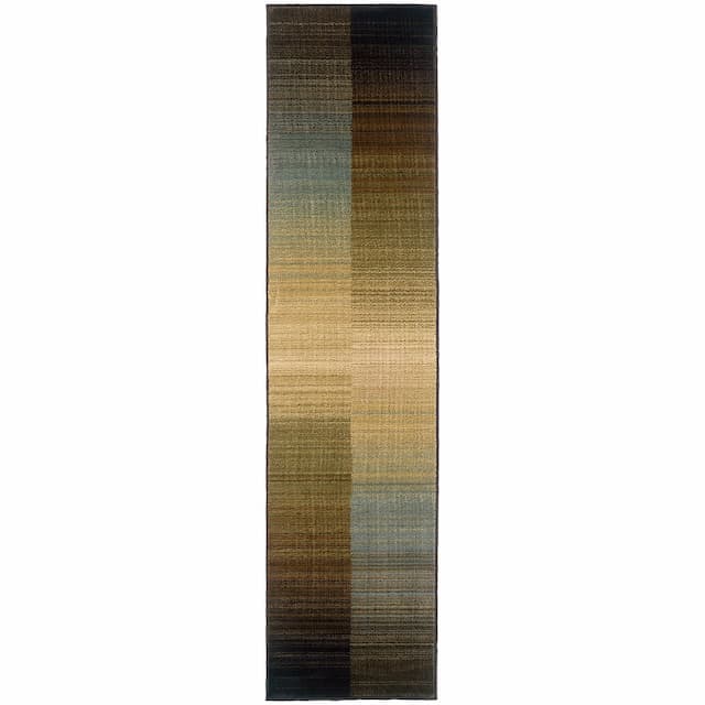 Huntington 1991D Brown/ Blue Indoor Area Rug - 1'10" x 7'6"