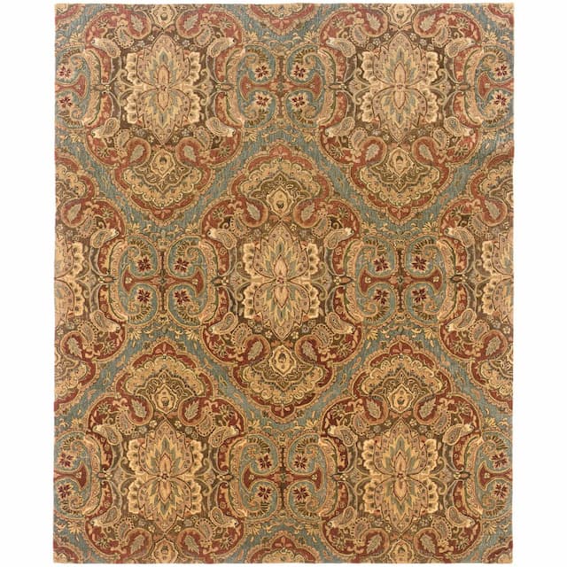 Huntley 19101 Blue/ Rust Hand-crafted Wool Area Rug - 8'3" x 11'3"