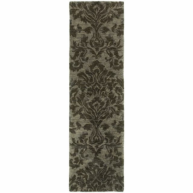 Huntley 19108 Grey Hand-crafted Wool Area Rug - 2'3" x 8'