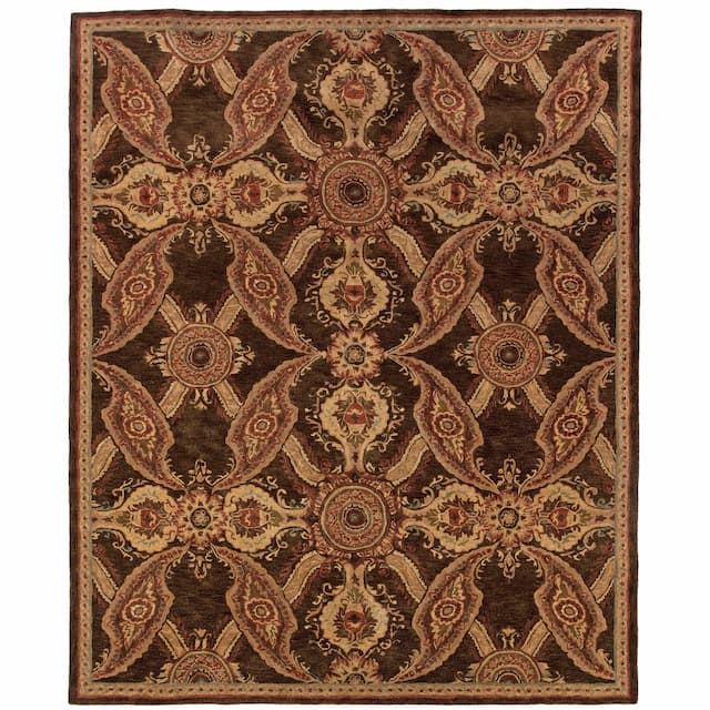 Huntley 19112 Brown/ Rust Hand-crafted Wool Area Rug - 5'3" x 8'3"