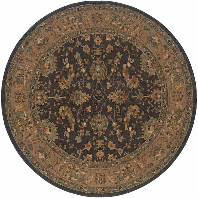 Infinity 1104F Black/ Tan Indoor Area Rug - 7'8" Round