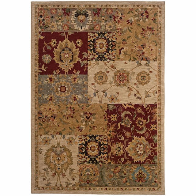 Infinity 1128A Beige/ Red Indoor Area Rug - 9'10" x 12'9"