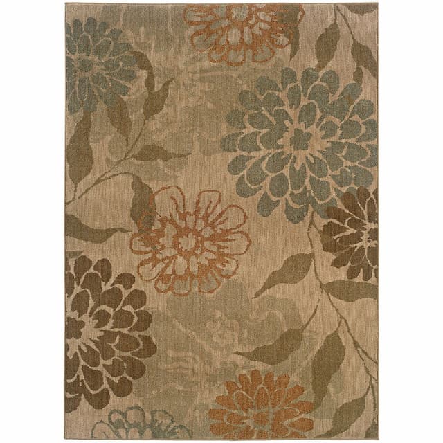 Infinity 1134A Beige/ Green Indoor Area Rug - 9'10" x 12'9"