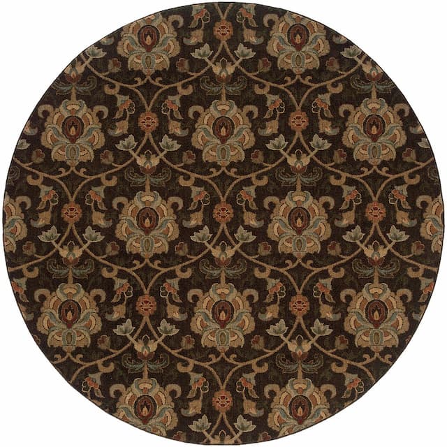 Infinity 1724E Black/ Gold Indoor Area Rug - 7'8" Round