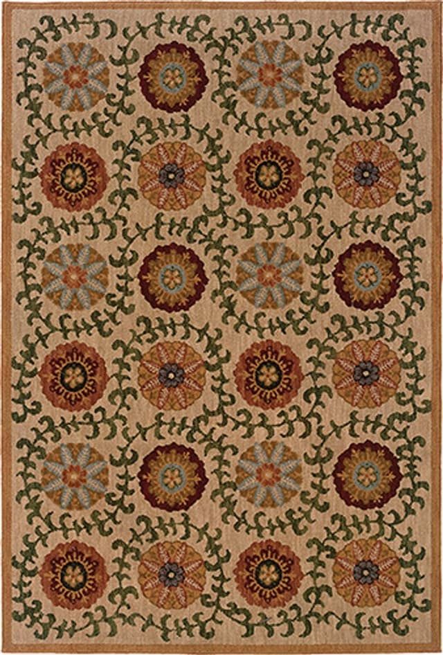 Infinity 2175E Beige/ Green Indoor Area Rug - 9'10" x 12'9"