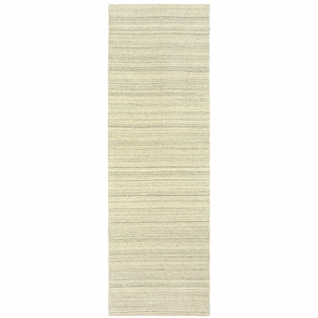 Infused 67001 Beige Hand-crafted Wool Area Rug - 2'6" x 8'