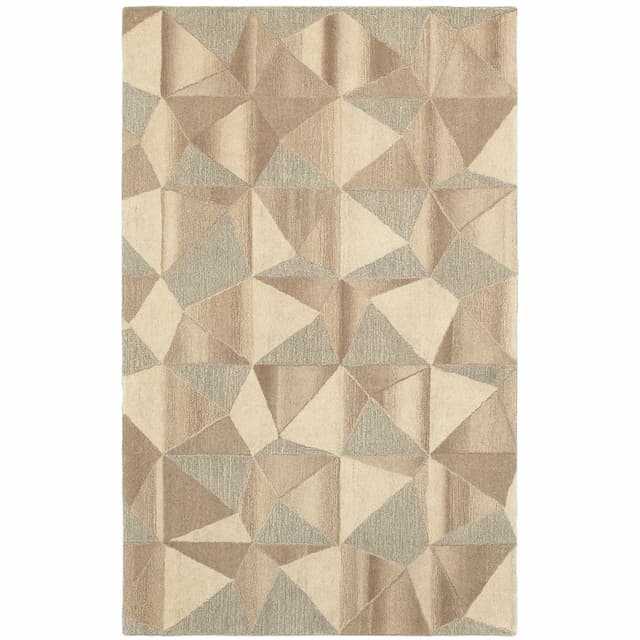 Infused 67004 Beige/ Grey Hand-crafted Wool Area Rug - 5' x 8'