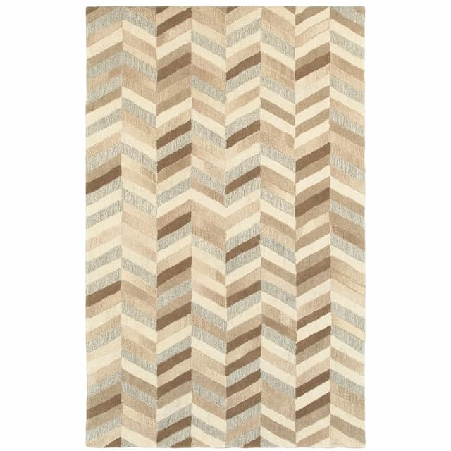 Infused 67005 Beige/ Grey Hand-crafted Wool Area Rug - 3'6" x 5'6"