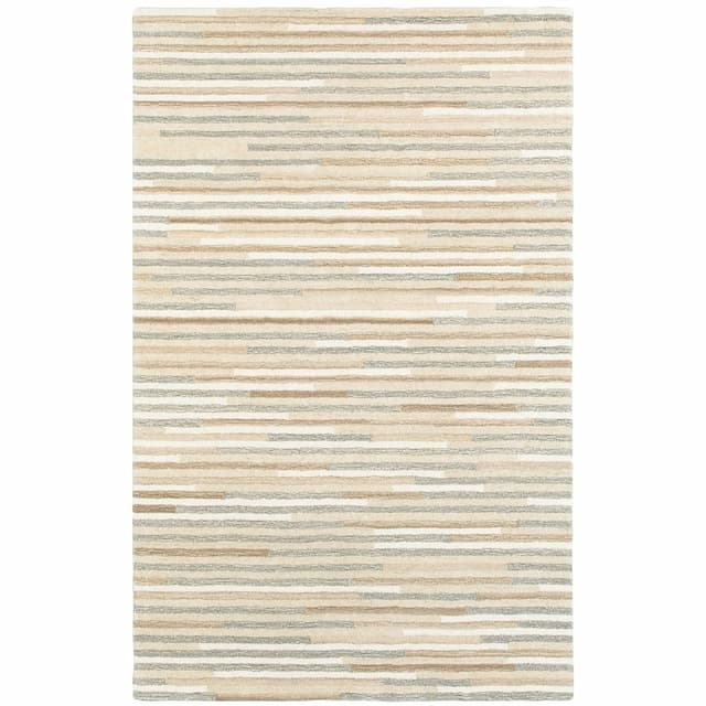 Infused 67007 Beige/ Grey Hand-crafted Wool Area Rug - 3'6" x 5'6"