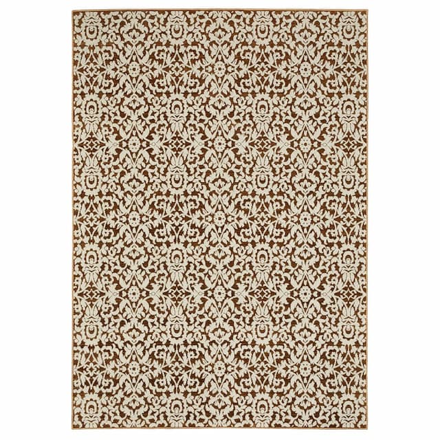 Intrigue INT02 Rust/ Beige Indoor Area Rug - 5'3" x 7'6"