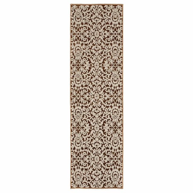 Intrigue INT02 Rust/ Beige Indoor Area Rug - 2'3" x 7'6"