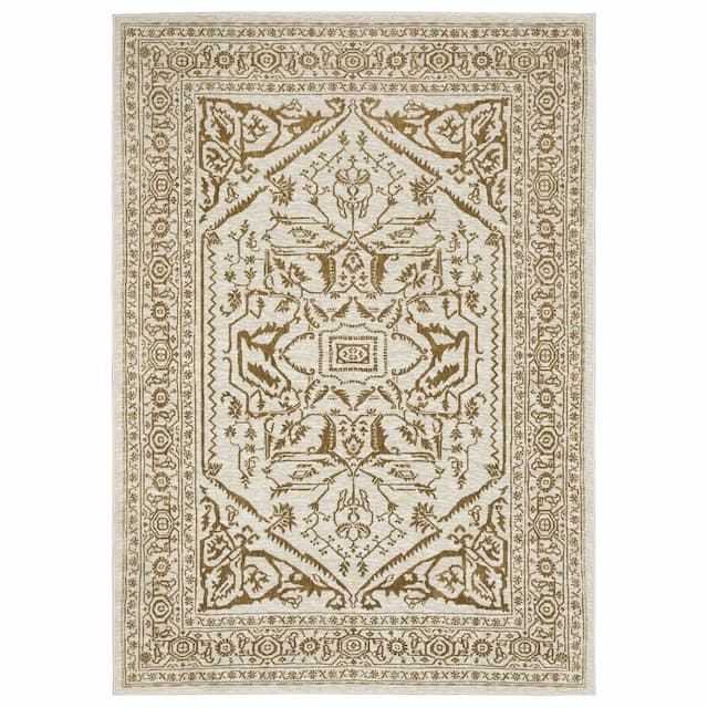 Intrigue INT03 Ivory/ Gold Indoor Area Rug