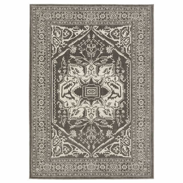 Intrigue INT04 Grey/ Ivory Indoor Area Rug - 3'10" x 5'5"