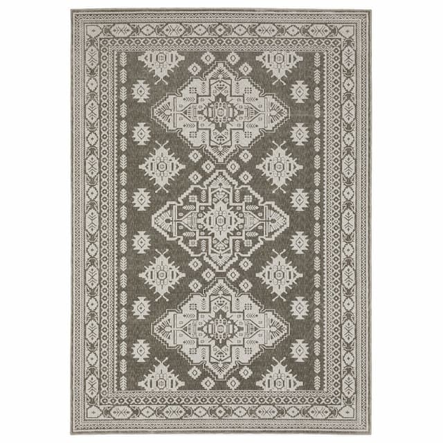 Intrigue INT06 Grey/ Grey Indoor Area Rug - 3'10" x 5'5"