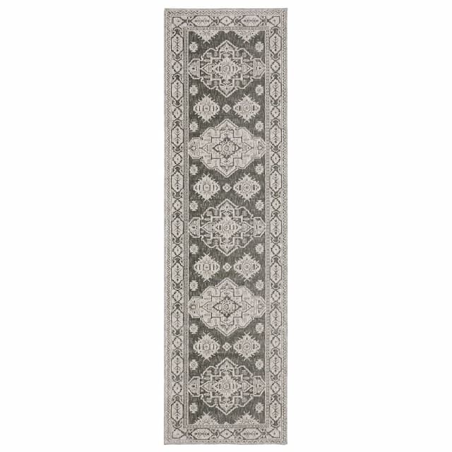 Intrigue INT06 Grey/ Grey Indoor Area Rug - 2'3" x 7'6"