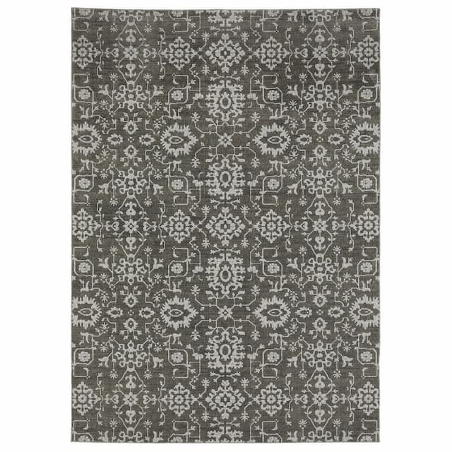 Intrigue INT09 Grey/ Ivory Indoor Area Rug - 3'10" x 5'5"