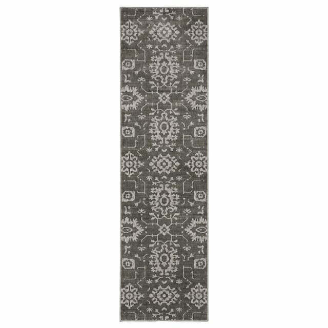 Intrigue INT09 Grey/ Ivory Indoor Area Rug - 2'3" x 7'6"