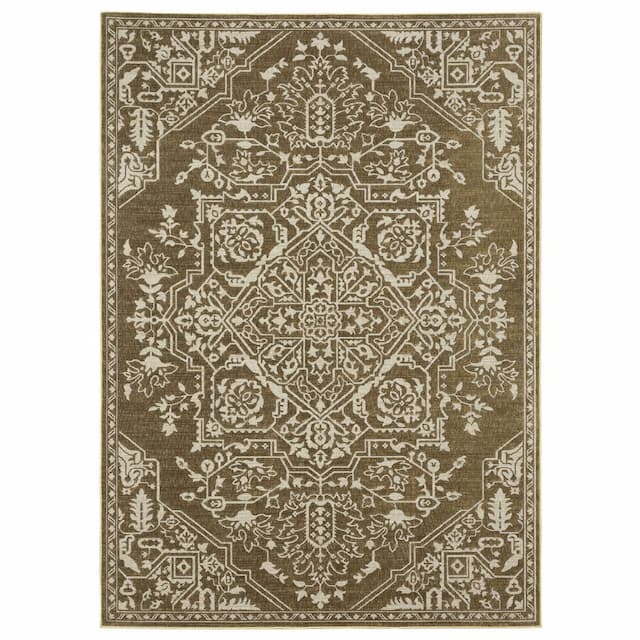 Intrigue INT11 Gold/ Beige Indoor Area Rug - 3'10" x 5'5"