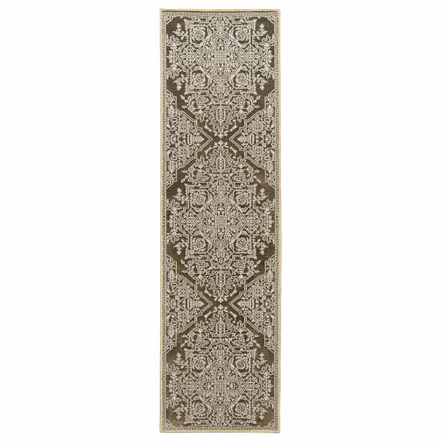 Intrigue INT11 Gold/ Beige Indoor Area Rug - 2'3" x 7'6"