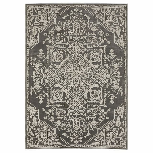 Intrigue INT12 Grey/Light Grey Indoor Area Rug - 3'10" x 5'5"