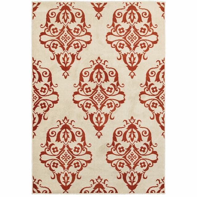 Jayden 7412D Ivory/ Rust Indoor Area Rug - 3'10" x 5'5"