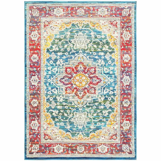 Joli 502X4 Red/ Multi Indoor Area Rug - 5'3" x 7'6"