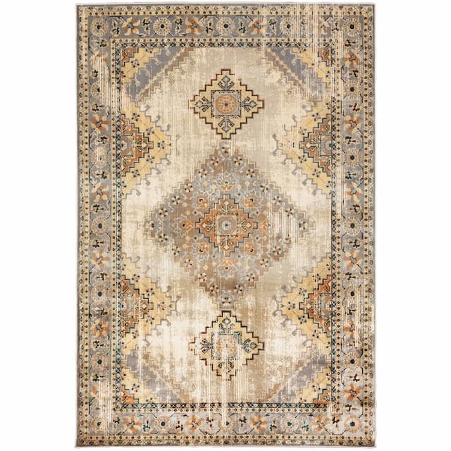 Juliette 203W3 Grey/ Beige Indoor Area Rug - 3'10" x 5'5"