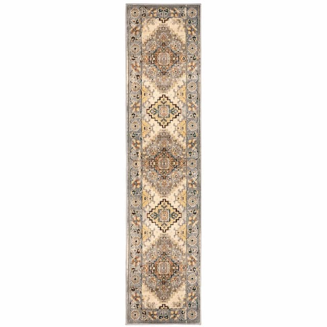 Juliette 203W3 Grey/ Beige Indoor Area Rug - 1'10" x 7'6"