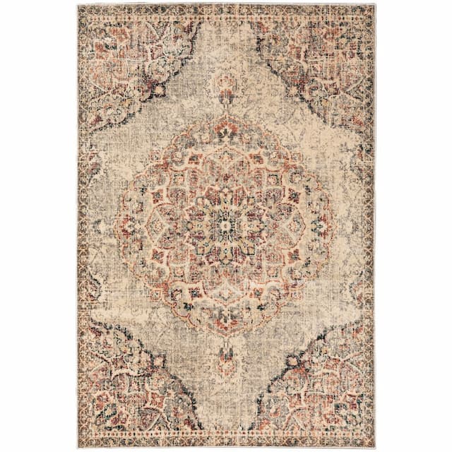 Juliette 2803H Grey/ Rust Indoor Area Rug - 3'10" x 5'5"