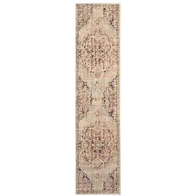 Juliette 2803H Grey/ Rust Indoor Area Rug - 1'10" x 7'6"