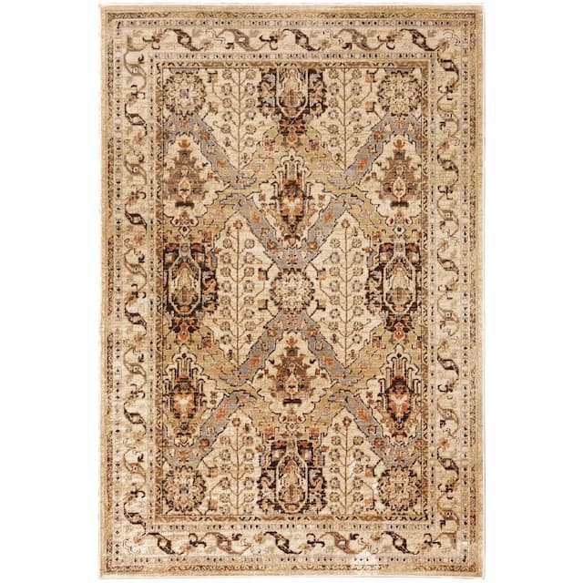 Juliette 532W3 Beige/ Grey Indoor Area Rug - 3'10" x 5'5"