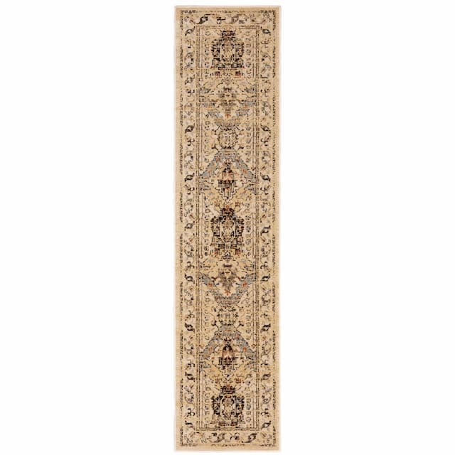 Juliette 532W3 Beige/ Grey Indoor Area Rug - 1'10" x 7'6"