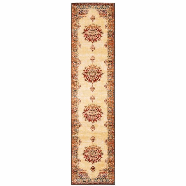 Juliette 8120W Gold/ Orange Indoor Area Rug - 1'10" x 7'6"