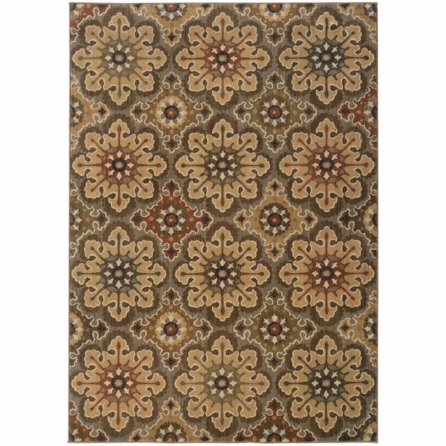 Kasbah 3808C Grey/ Gold Indoor Area Rug - 1'10" x 3'3"