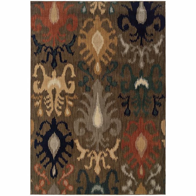 Kasbah 3830D Brown/ Navy Indoor Area Rug - 7'8" x 10'10"