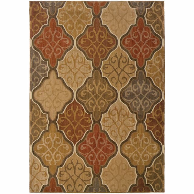 Kasbah 3832C Orange/ Gold Indoor Area Rug - 7'8" x 10'10"